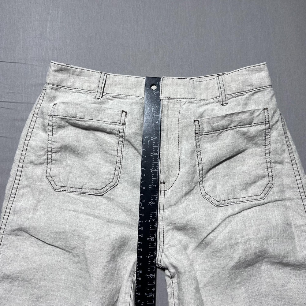 Madewell Wide Leg Pants Womens 2 Ivory 100% Linen High Rise Cropped Pockets - Picture 12 of 15